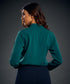 Neck Tie Chiffon Long Sleeve Top-Green
